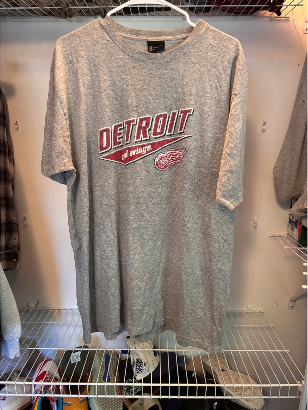 Detroit Red Wings Gray Graphic T-Shirt XL Big Cotton